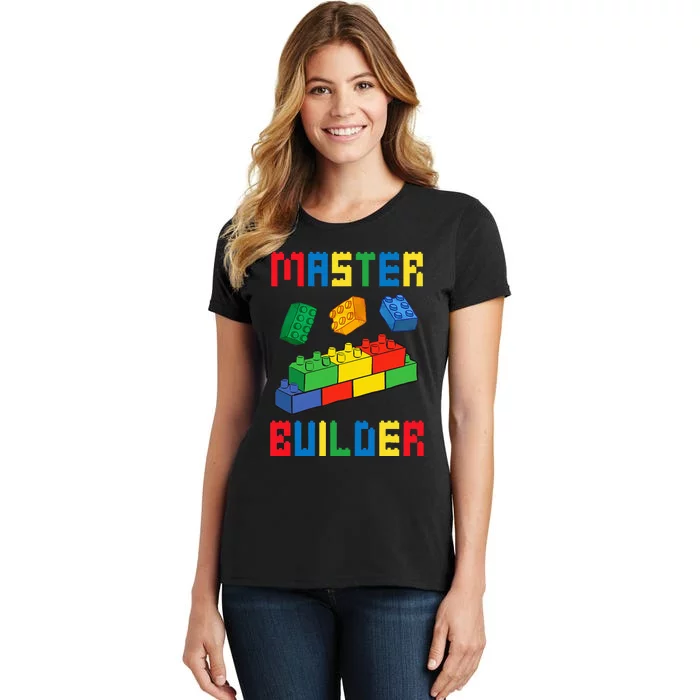 Brick Builder Funny Blocks Building Master Builder Women's T-Shirt