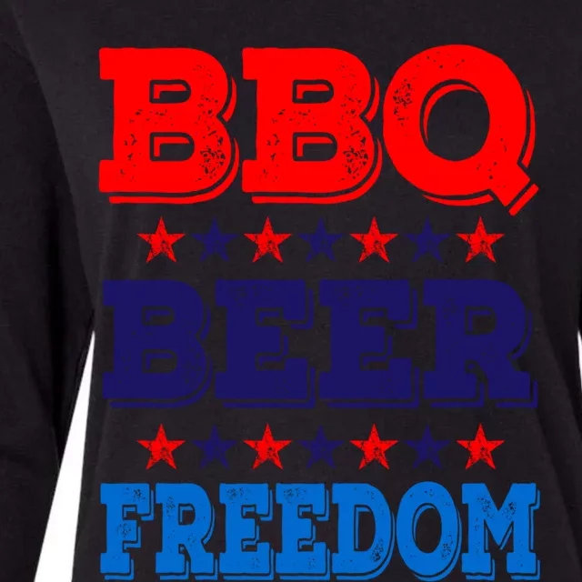 Bbq Beer Freedom America Usa Party 4th Of July Summer Gift Cute Gift Womens Cotton Relaxed Long Sleeve T-Shirt