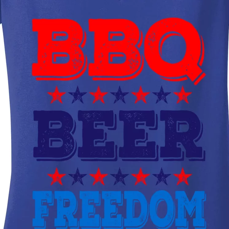 Bbq Beer Freedom America Usa Party 4th Of July Summer Gift Cute Gift Women's V-Neck T-Shirt