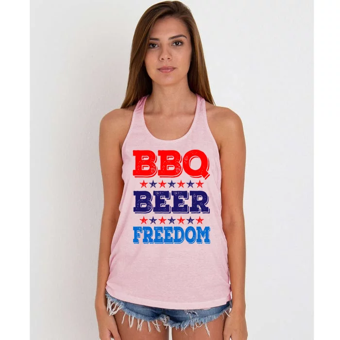 Bbq Beer Freedom America Usa Party 4th Of July Summer Gift Cute Gift Women's Knotted Racerback Tank