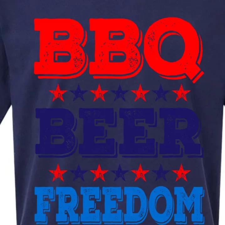 Bbq Beer Freedom America Usa Party 4th Of July Summer Gift Cute Gift Sueded Cloud Jersey T-Shirt