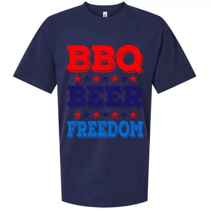 Bbq Beer Freedom America Usa Party 4th Of July Summer Gift Cute Gift Sueded Cloud Jersey T-Shirt