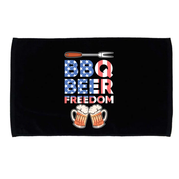 Bbq Beer Freedom America Usa Party 4th Of July Funny Gift Microfiber Hand Towel