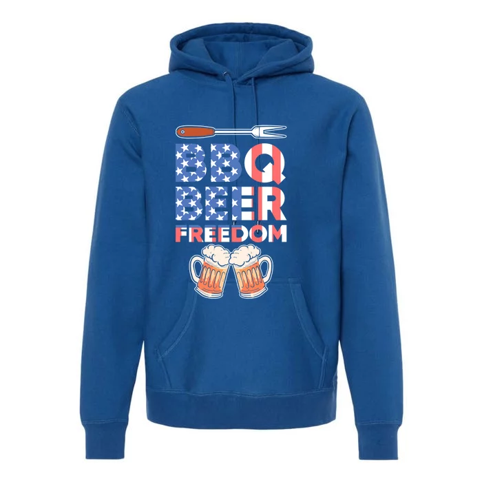 Bbq Beer Freedom America Usa Party 4th Of July Funny Gift Premium Hoodie