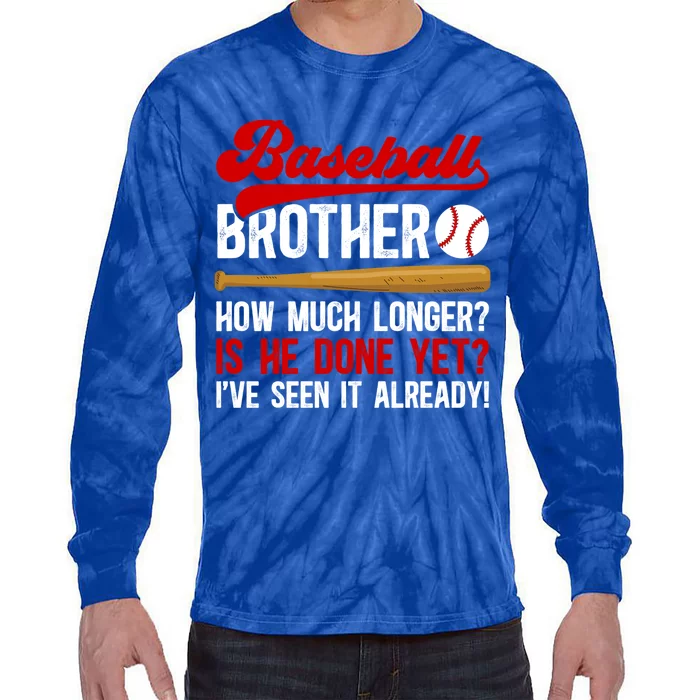 Baseball Brother Funny Brother Of A Baseball Player Cool Gift Tie-Dye Long Sleeve Shirt