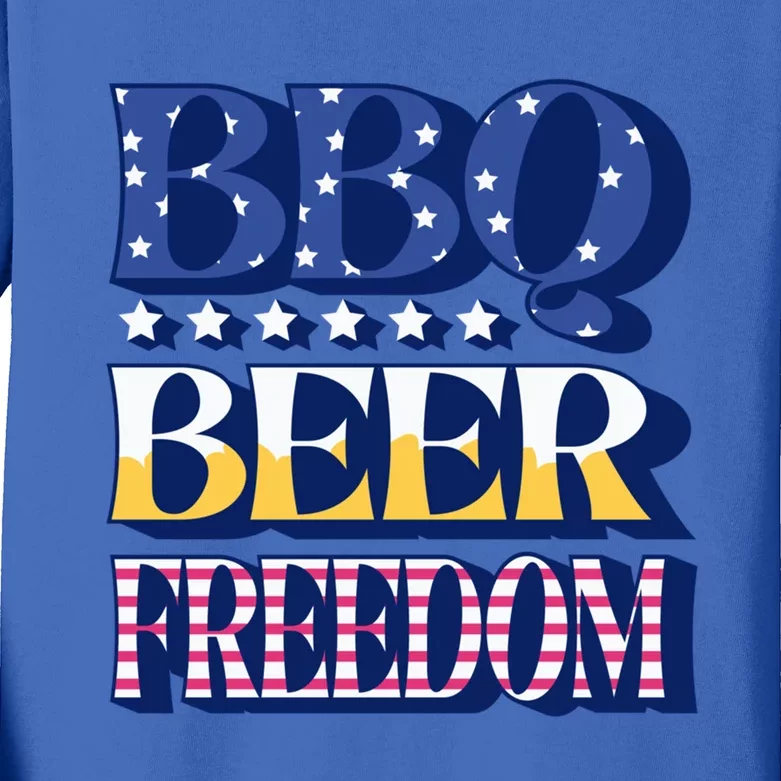 Bbq Beer Freedom Food Fun Gift Kids Long Sleeve Shirt