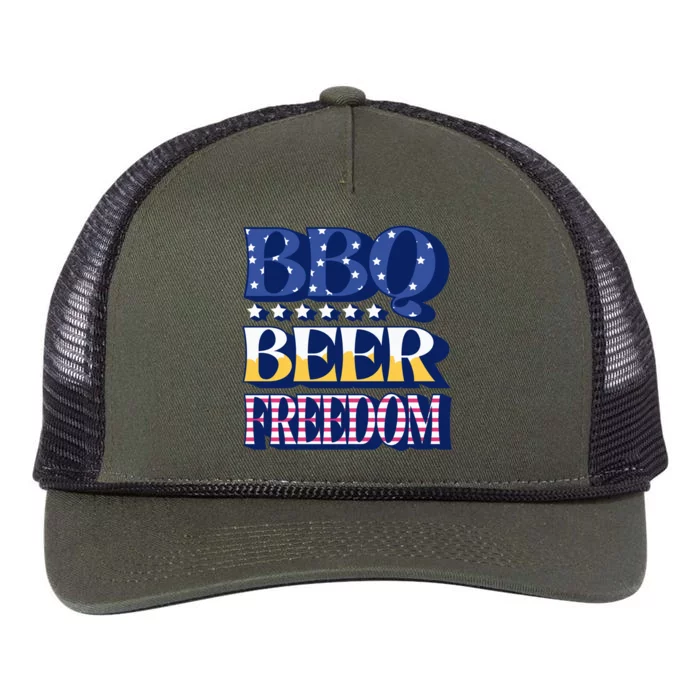 Bbq Beer Freedom Food Fun Gift Retro Rope Trucker Hat Cap