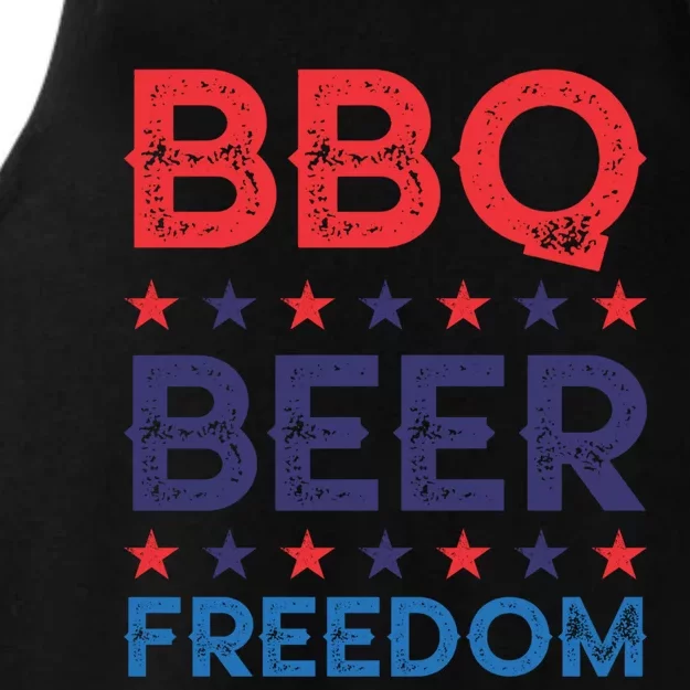 Bbq Beer Freedom Funny America Usa Party 4th Of July Summer Gift Ladies Tri-Blend Wicking Tank