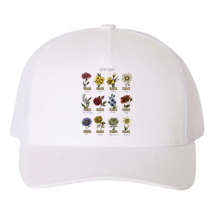 Botanical Birth Flower Vintage Flowers Floral Yupoong Adult 5-Panel Trucker Hat