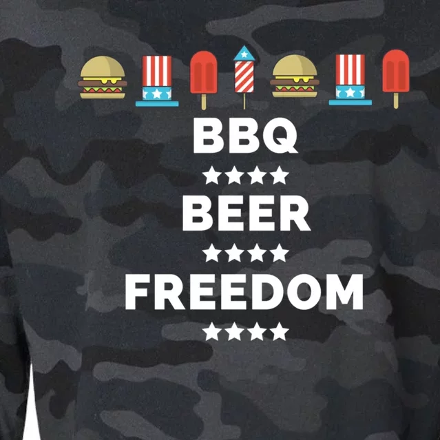 Bbq Beer Freedom Gift Cute Gift Cropped Pullover Crew