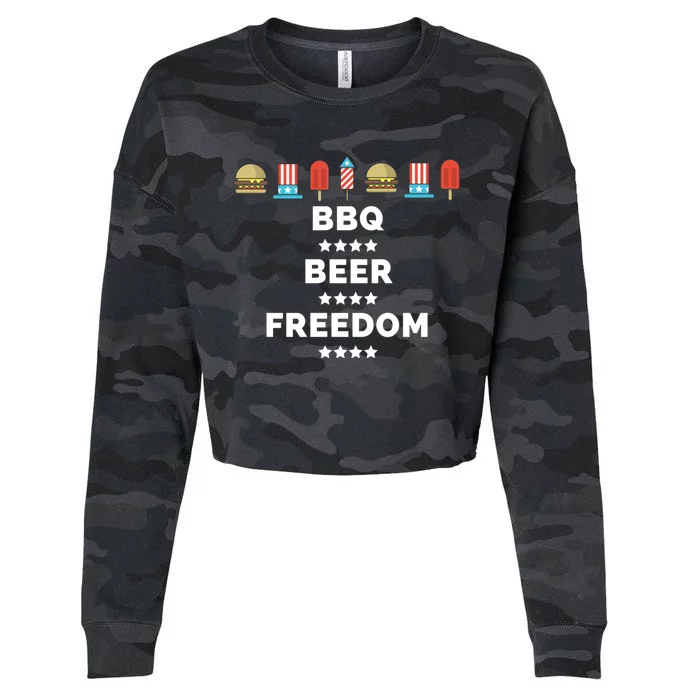 Bbq Beer Freedom Gift Cute Gift Cropped Pullover Crew