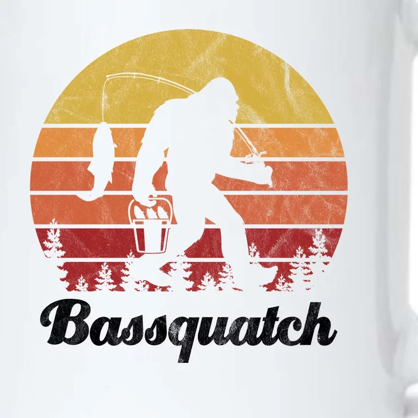 Bassquatch Bigfoot Fishing Outdoor Retro Sunset Black Color Changing Mug