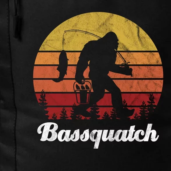 Bassquatch Bigfoot Fishing Outdoor Retro Sunset Daily Commute Backpack