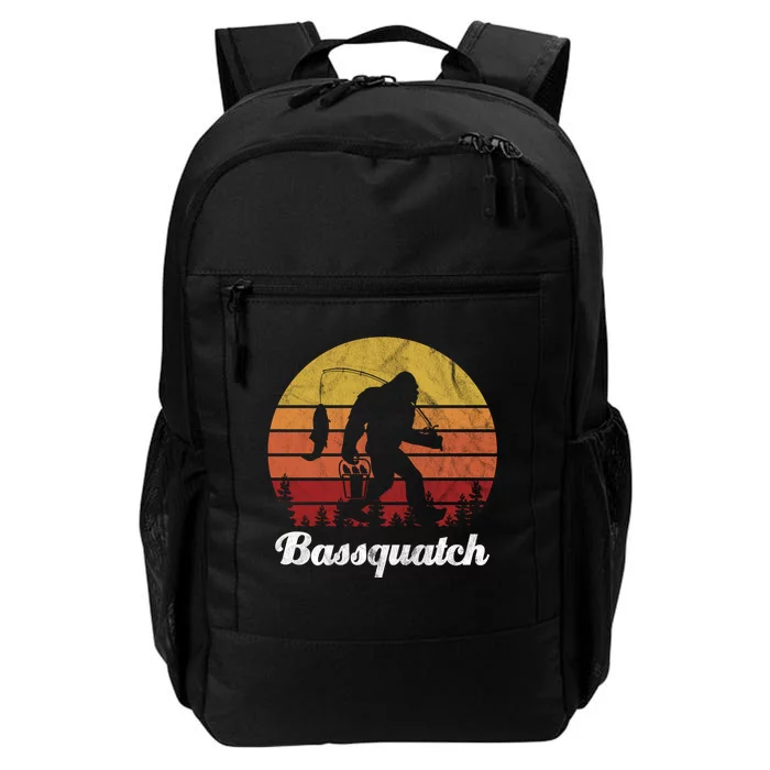 Bassquatch Bigfoot Fishing Outdoor Retro Sunset Daily Commute Backpack