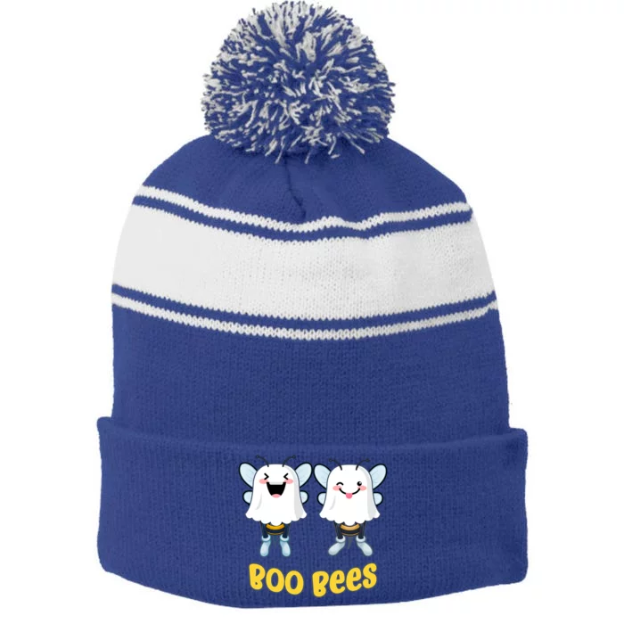 Boo Bees Funny Halloween Gift Stripe Pom Pom Beanie