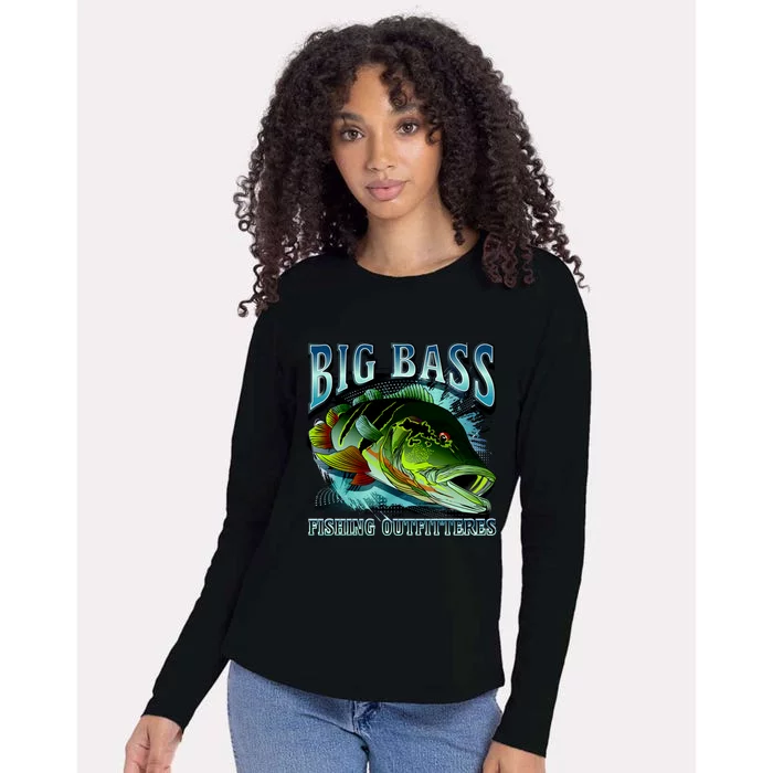 Big Bass Fishing Womens Cotton Relaxed Long Sleeve T-Shirt