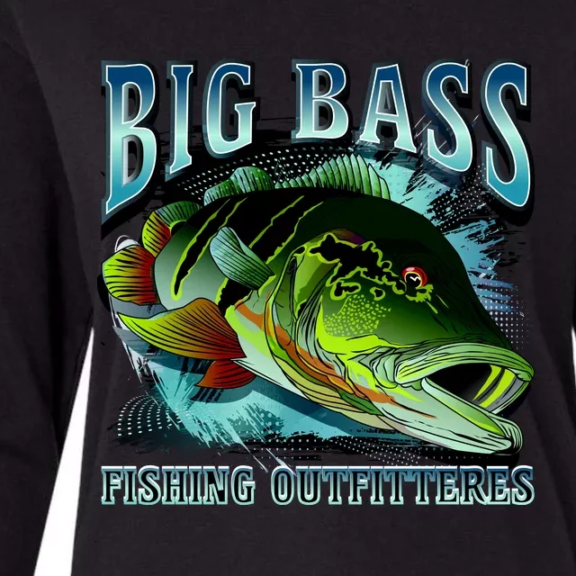 Big Bass Fishing Womens Cotton Relaxed Long Sleeve T-Shirt