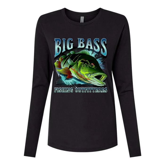 Big Bass Fishing Womens Cotton Relaxed Long Sleeve T-Shirt