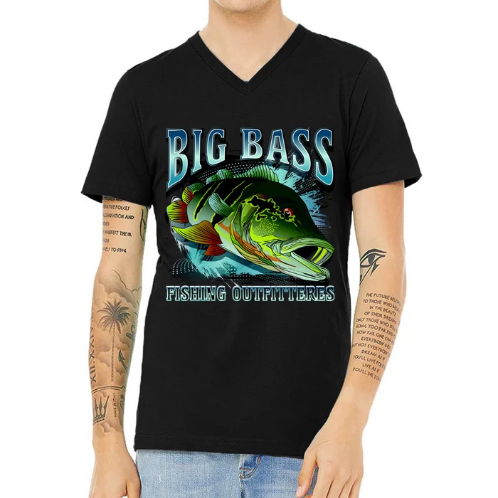 Big Bass Fishing V-Neck T-Shirt