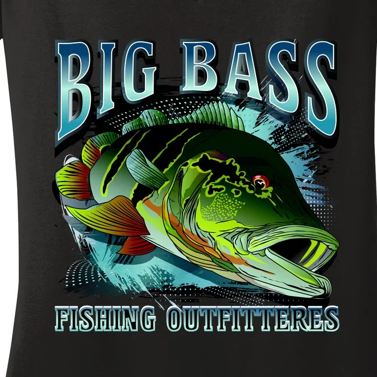 Big Bass Fishing Women's V-Neck T-Shirt