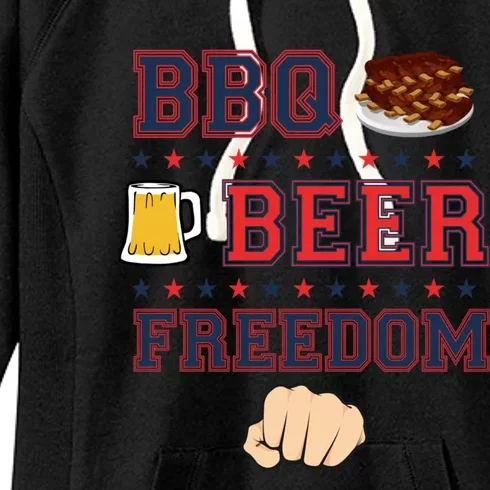 Bbq Beer Freedom Grilling Dad Uncle Trucker Funny Gift Women's Fleece Hoodie