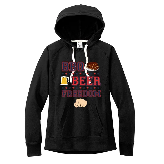 Bbq Beer Freedom Grilling Dad Uncle Trucker Funny Gift Women's Fleece Hoodie