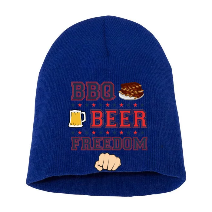 Bbq Beer Freedom Grilling Dad Uncle Trucker Funny Gift Short Acrylic Beanie