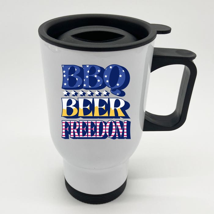 Bbq Beer Freedom Quote Great Gift Front & Back Stainless Steel Travel Mug