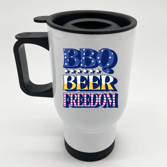 Bbq Beer Freedom Quote Great Gift Front & Back Stainless Steel Travel Mug