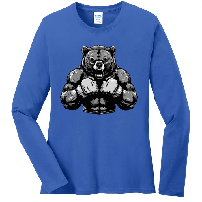 Bear Boxer Fighter Boxing Mixed Martial Arts Gift Ladies Long Sleeve Shirt