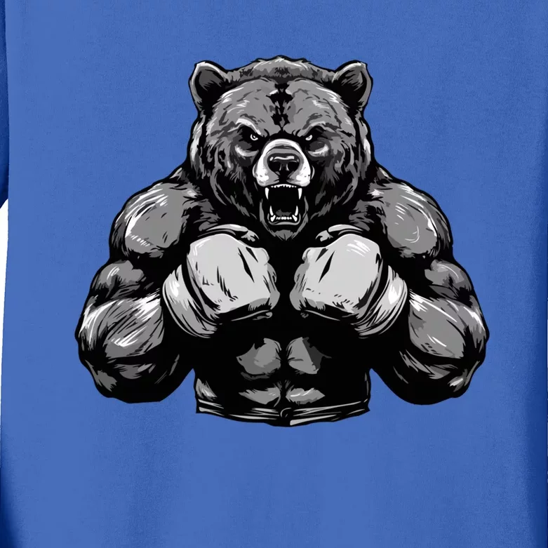 Bear Boxer Fighter Boxing Mixed Martial Arts Gift Kids Long Sleeve Shirt