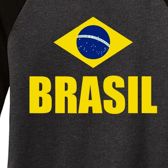 Brasil Brazilian Flag Soccer Sport Brazilian National Flag Women's Tri-Blend 3/4-Sleeve Raglan Shirt