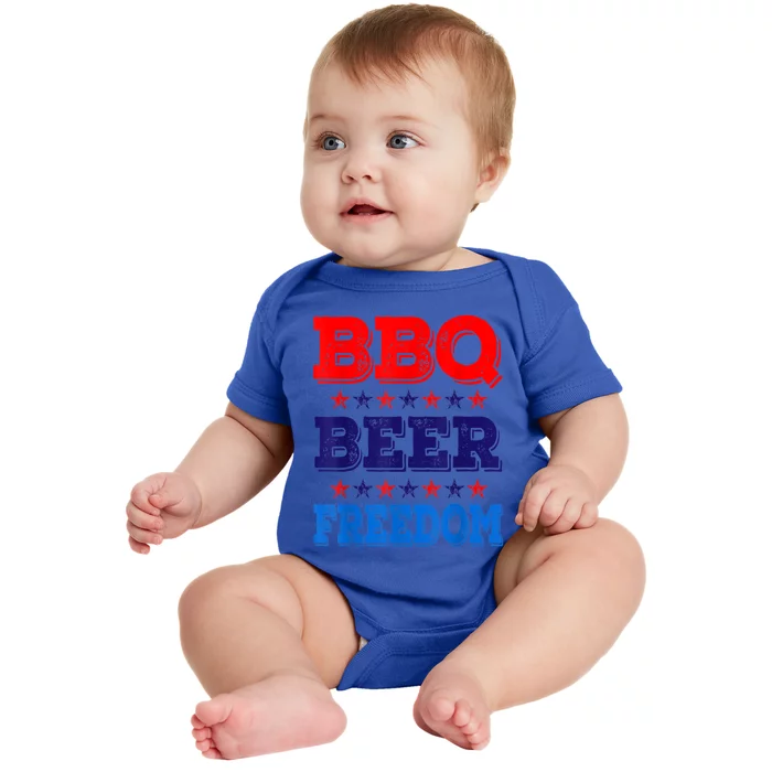 Bbq Beer Freedom Red White Blue Patriotic Usa July 4 Meaningful Gift Baby Bodysuit