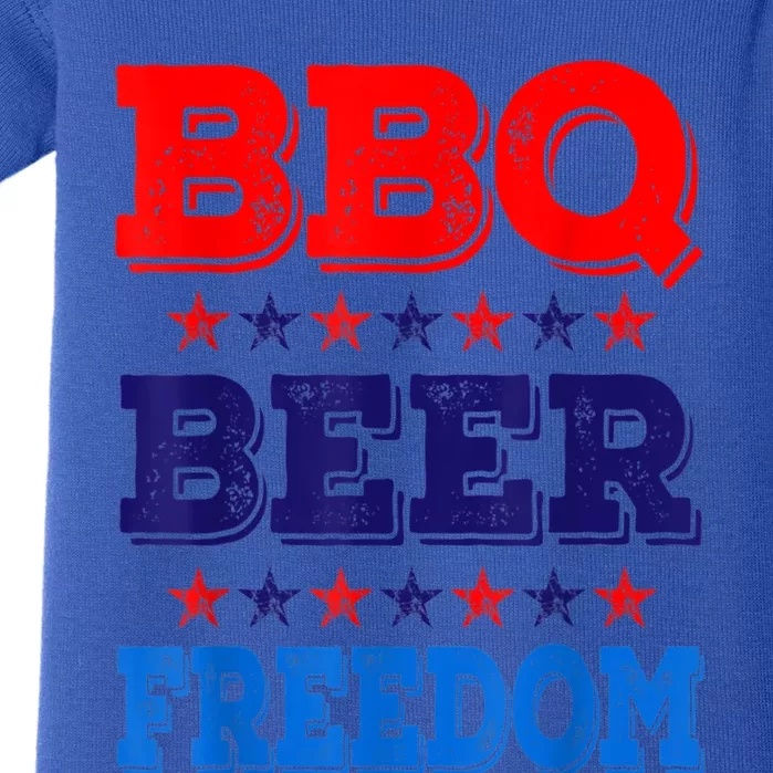 Bbq Beer Freedom Red White Blue Patriotic Usa July 4 Meaningful Gift Baby Bodysuit