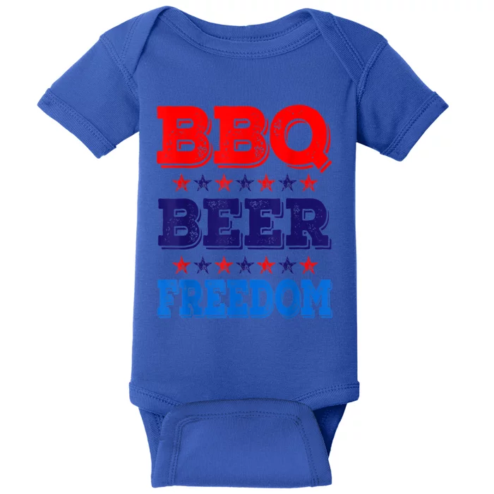 Bbq Beer Freedom Red White Blue Patriotic Usa July 4 Meaningful Gift Baby Bodysuit