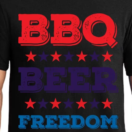 Bbq Beer Freedom Funny Gift America Usa Party 4th Of July Gift Pajama Set