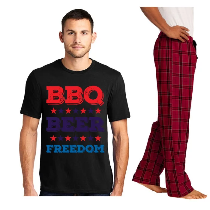 Bbq Beer Freedom Funny Gift America Usa Party 4th Of July Gift Pajama Set