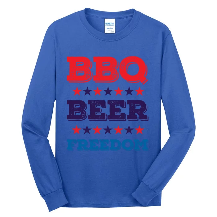 Bbq Beer Freedom Funny Gift America Usa Party 4th Of July Gift Tall Long Sleeve T-Shirt