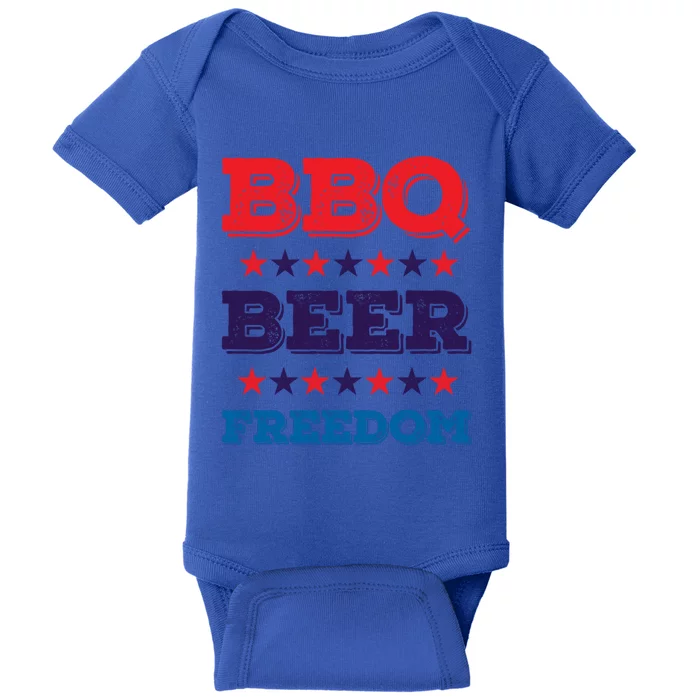 Bbq Beer Freedom Funny Gift America Usa Party 4th Of July Gift Baby Bodysuit