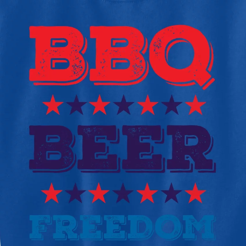 Bbq Beer Freedom Funny Gift America Usa Party 4th Of July Gift Kids Sweatshirt