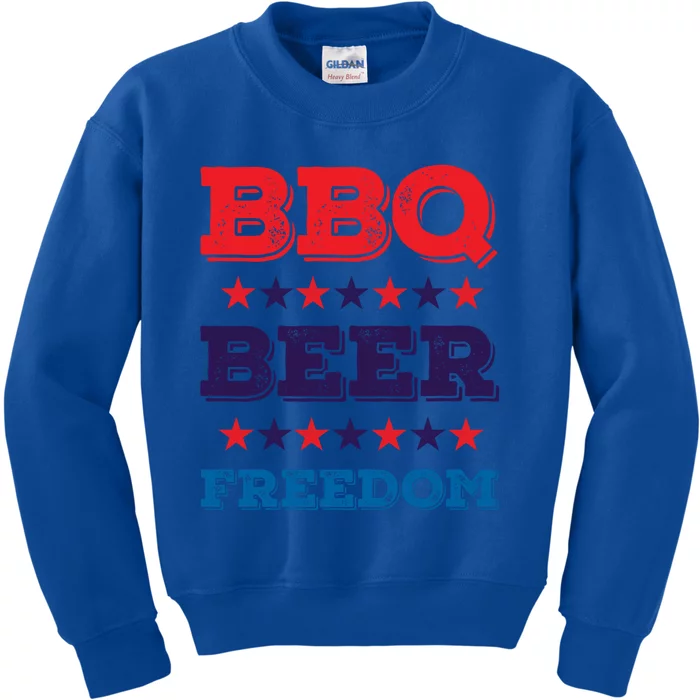 Bbq Beer Freedom Funny Gift America Usa Party 4th Of July Gift Kids Sweatshirt