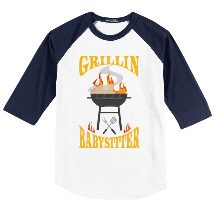 Babysitter Bbq Grill Smoker And Barbecue Chef Funny Gift Baseball Sleeve Shirt