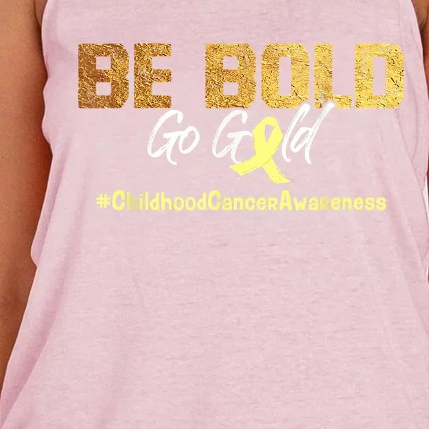 Be Bold Go Gold For Childhood Cancer Awareness Gift Women's Knotted Racerback Tank