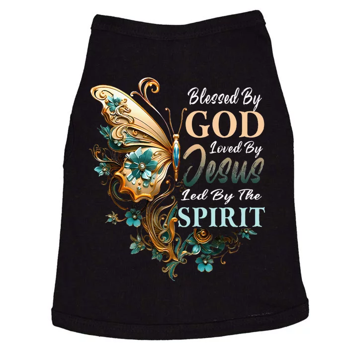 Blessed By God Led By Jesus Floral Butterfly Christian Doggie Tank