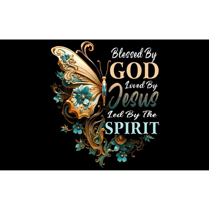 Blessed By God Led By Jesus Floral Butterfly Christian Bumper Sticker