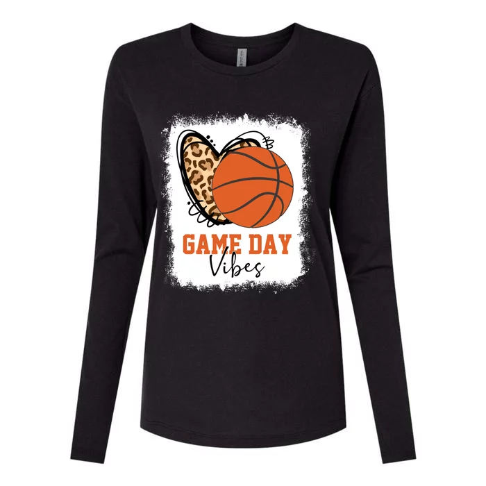 Bleached Basketball Game Day Vibes Basketball Mom Game Day Womens Cotton Relaxed Long Sleeve T-Shirt