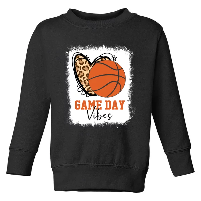 Bleached Basketball Game Day Vibes Basketball Mom Game Day Toddler Sweatshirt