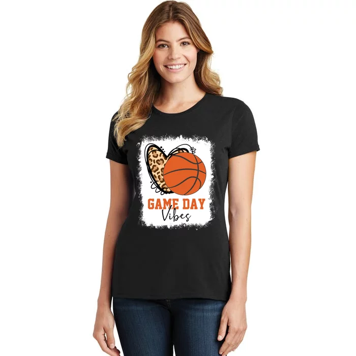 Bleached Basketball Game Day Vibes Basketball Mom Game Day Women's T-Shirt