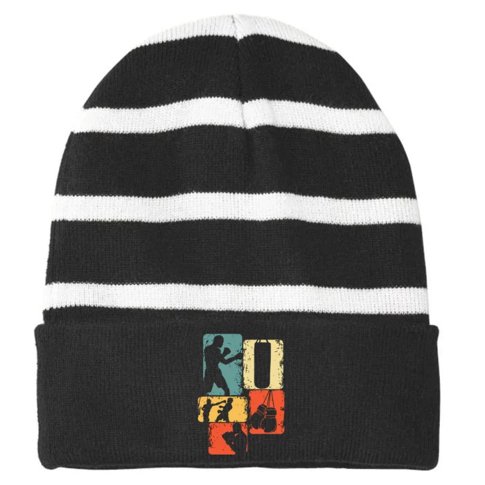 Boxer Boxing Gift Striped Beanie with Solid Band