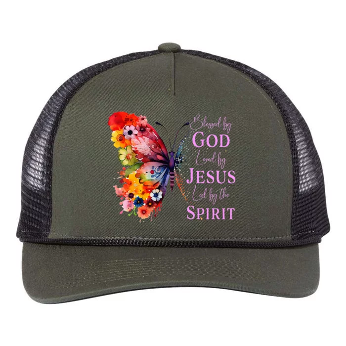 Blessed By God Loved By Jesus Butterfly Retro Rope Trucker Hat Cap